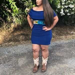 Royal Blue Over the Shoulder dress